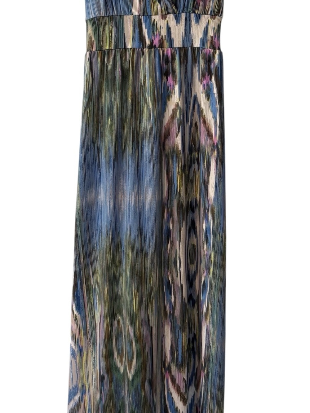 Maxi Skirt in Blue & Olive Ikat Print